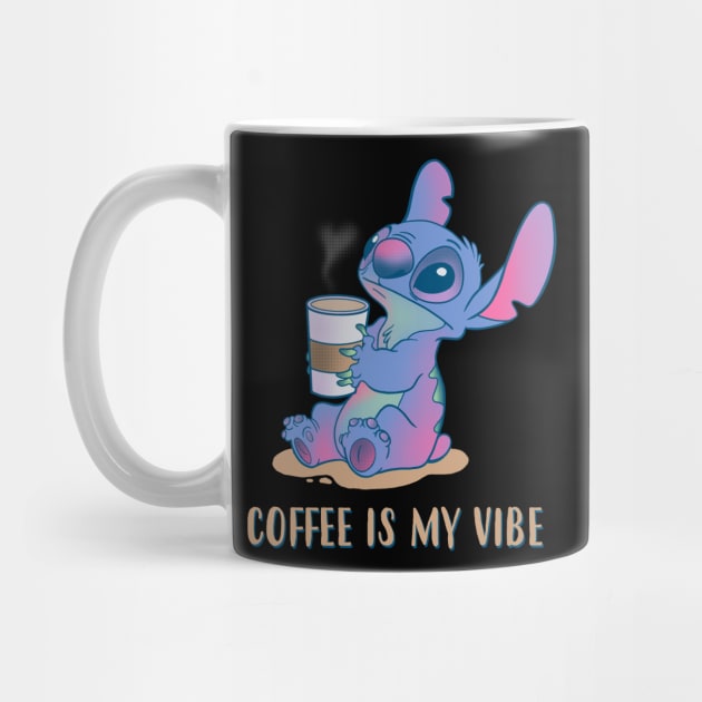 Alien Is My Vibe by Leepianti Funny Cute Pastel Color Alien Drinking Cofee by leepianti